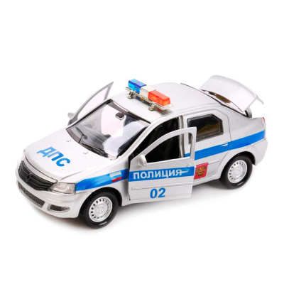 Металлическая инерционная машинка Renault Logan Полиция Технопарк Logan-P